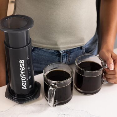 Прозора кавоварка AeroPress Clear XL – 3-в-1: френч-прес, пуровер і еспресо, портативна міні-кавоварка для подорожей, без гіркоти, чорна