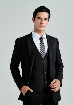 Жилет чоловічий HISDERN, чорний, бавовна, V-подібний виріз, з кишенями, для вечірки, весілля, офіційного стилю, 4XL