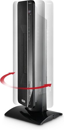 De'Longhi Ceramic Heater TCH8993ER.BC, Ceramic Heater Fan with 3 heating levels for rooms up to 70m³, Silent Technology, rotating base, 24h timer, frost protection function, summer ventilation, Black