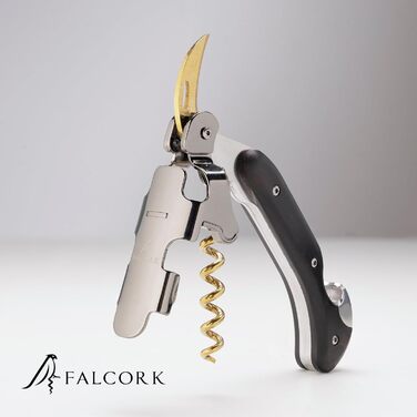 Професійний сомельє ніж FALCORK 249 – 2-ступеневий з фіксатором та захистом від поломки корка, для довгих пробок до 49 мм