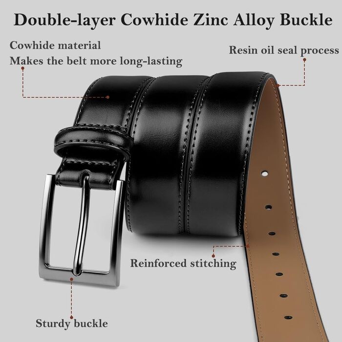 Чоловічий шкіряний ремінь Flintronic, 90/100/110/120/130 см. Металевий ремінь у стилі ретро, 33 мм. Підходить для джинсів, костюмів. Колір: чорний. Розмір: 92 (загальна довжина 100 см)