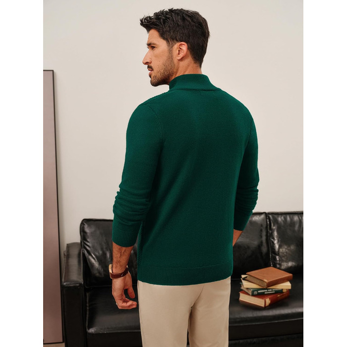 Кардиган чоловічий PJ PAUL JONES з блискавкою та стоячим коміром, грубий в'язання (S, Зелений)