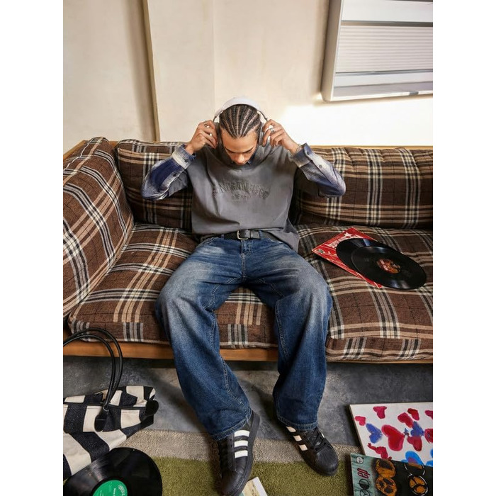 Чоловічі широкі джинси JMIERR Baggy Y2K Denim Streetwear Raw Loose Fit Hip Hop XXL темно-сині