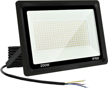 Світлодіодний прожектор 200W для вулиці, IP66, 6500K, 5000Лм, водонепроникний, для двору, гаража, саду