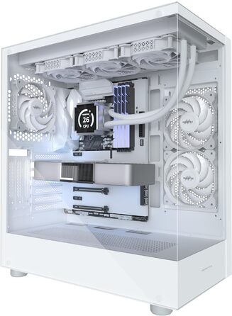 Корпус для ПК MUSETEX K2 ATX Mid-Tower з подвійним склом, білий, 3 вентилятори, USB Type-C