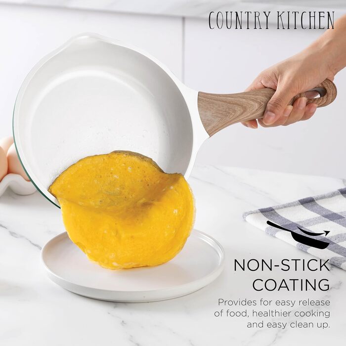 Набір посуду Country Kitchen, 14 предметів, антипригарне покриття, алюміній, кремовий (шавлія) - каструлі, сковороди та аксесуари