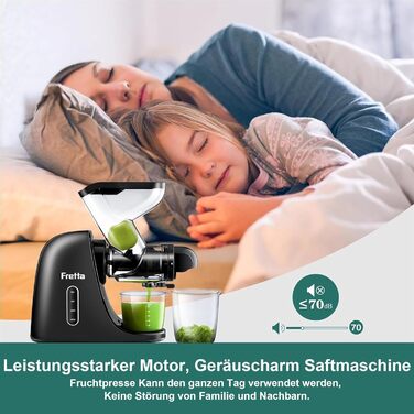 Фреш-прес Fretta Slow Juicer: холодний віджим, 200W, для овочів та фруктів, чорний