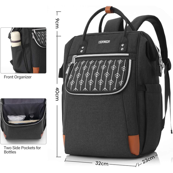 Жіночий рюкзак, шкільний рюкзак для дівчаток-підлітків, рюкзак для ноутбука 15.6 дюймів з захистом від крадіжки, робочий рюкзак для подорожей та походів (Чорний)