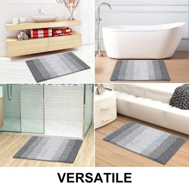 Килимок для ванної кімнати Homaxy з м'якого велюру, неслизький, 40x60 см, сірий