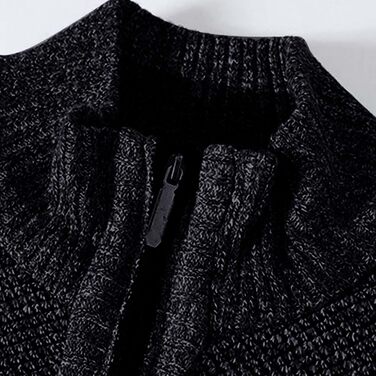 Кардиган чоловічий з кишенями, чоловіча в'язана куртка на блискавці, без капюшона, чоловічий светр-куртка, однотонна флісова куртка, чоловічий светр з ангори, осінній кардиган, під костюмні штани (M, Чорний)