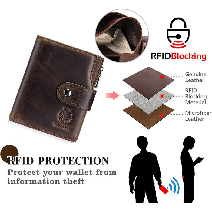 MsiDtsoy Leather Wallet for Men, with RFID Protection, Genuine Leather Wallet for Men, Cardholder, Wallet, Billfold, Vertical Leather Wallet, Vintage Leather Cardholder with Gift Box