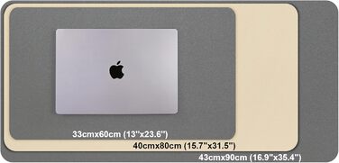 Килимок на стіл двосторонній протиковзкий, 40 x 80 см / 90 x 43 см. Килимок для ноутбука, мишки, офісу, з штучної шкіри. Сірий, салатовий