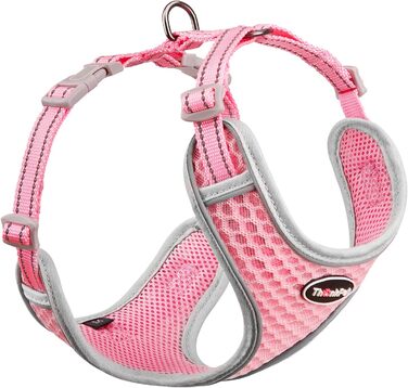 Шлейка для собак ThinkPet No-Pull, дихаюча, для малих, середніх та великих собак, регульована, м'яка, для прогулянок, безпечна, з контролем, з підкладкою, світловідбиваюча (Рожева, M, 1 шт.)