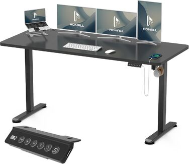 Регульований стіл Homall 140x60 см з USB-роз'ємом, комп'ютерний стіл для дому та офісу, ергономічний, білий. Також доступний розмір 160x70 см, чорний колір