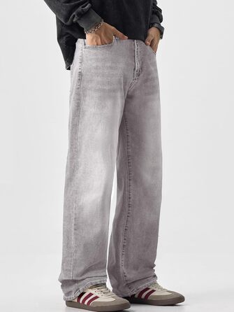 Джинси чоловічі JMIERR Baggy широкі, еластичні, вінтаж Y2K, світло-сірі, 3XL
