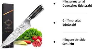 Chef's Knife, Kitchen Knife, Meat Knife Professional 20CM, Extra Sharp Blade, German Stainless Steel, Ergonomic Handle with Gift Box