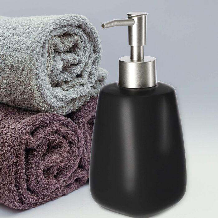 Дозатор мила KADAX з помпою, керамічний дозатор для мила, мийна станція для кухні та ванної кімнати (Чорний)