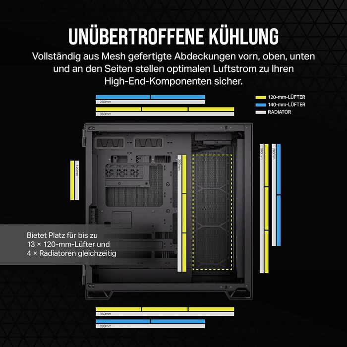 Корпус ПК CORSAIR 6500D Airflow: Mid-Tower ATX, без вентиляторів, чорний