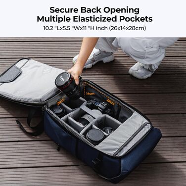 Рюкзак для камери K&F Concept Rolltop 20L: водонепроникний, для Canon, Nikon, Sony, Fujifilm, Olympus, з відділенням для ноутбука 15.6 дюймів (сірий/зелений)