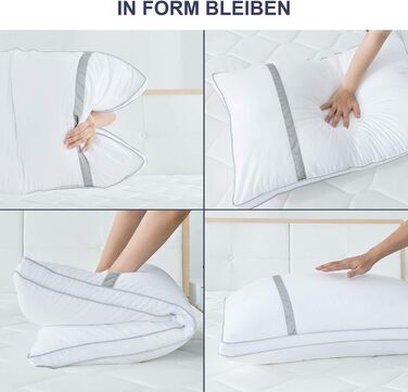 BedStory Pillows 40x80, 2-Pack Pillows 40x80 made of 2x850g Microfiber, Slumber Pillows with Flannel Trim, Suitable for Side Sleepers, Back Sleepers, White 2 Pieces (1 Pack) White 40 x 80
