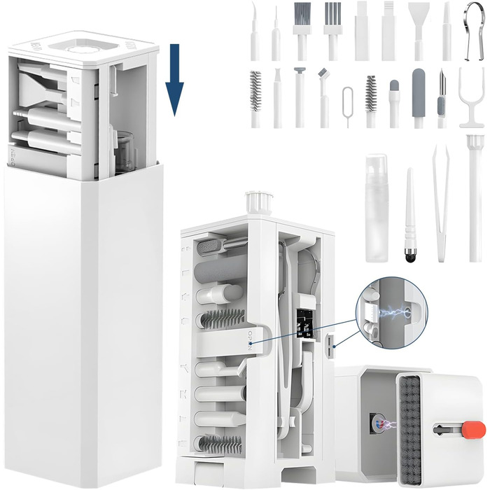 Набір для чищення клавіатури 32 в 1: для ноутбука, iPhone, AirPods та екрану. Комплект для чищення ПК з кріпленням для клавіш та очисником екрану. Ідеально для геймінгу та офісу