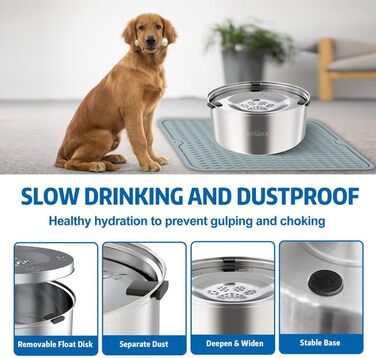 Нержавійна миска для собак Anti Schling без облизування, Slow Feeder для подорожей, 3L з килимком