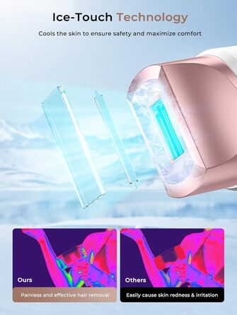 Пристрій для епіляції Rose з охолодженням, 9 рівнів, 600 нм світло, для жінок та чоловіків, для обличчя, бікіні-зони та тіла
