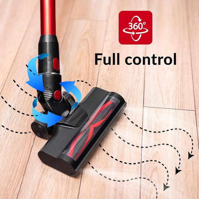 Акумуляторний пилосос LEHMANN 3-в-1: бездротовий, з HEPA-фільтром, LED-щіткою, для прибирання шерсті тварин, килимів та авто. Час роботи: 45 хв, об'єм контейнера: 1,8 л.