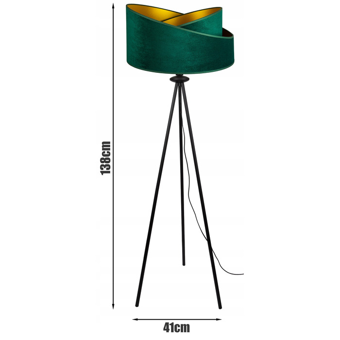 Підлоговий торшер Glimex з абажуром, патрон E27 60 Вт, зелений та жовтий