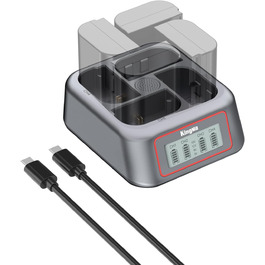 Зарядний пристрій King Ma для акумуляторів камер, 4-канальний, 45W PD, LED-дисплей, сумісний з Sony A7III/A7IV/A7RIII/A7RV/A7C/A7CII/A6700/A9/A9III/A1/ZV-E1/FX3/FX30