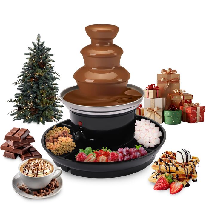 Електричний шоколадний фонтан на 3 яруси з функцією плавлення, 40W, ємність 0.45 кг, з нержавіючої сталі, для вечірок, днів народжень, весіль