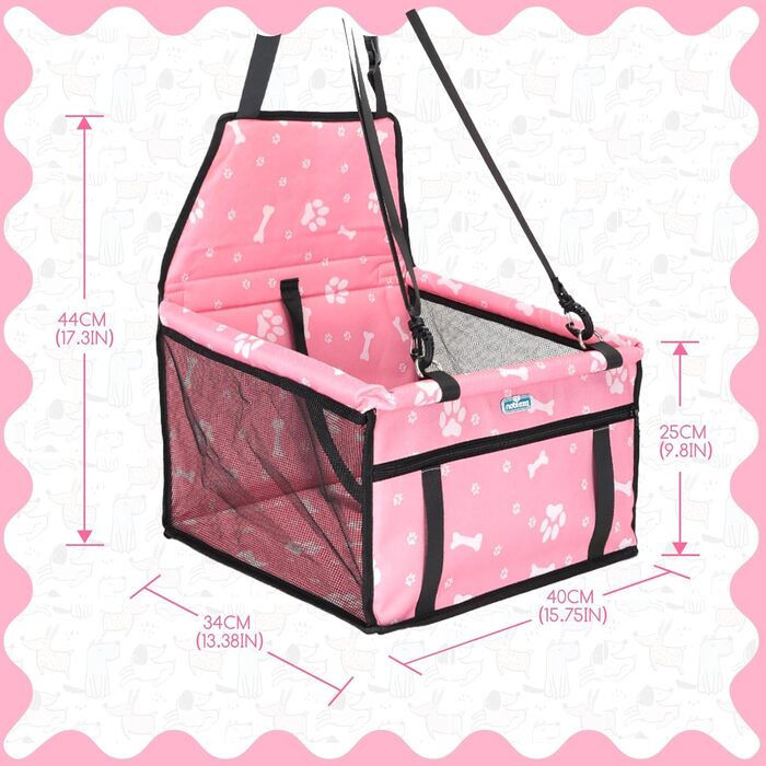 Nobleza Автокрісло для собак та котів, переноска для тварин, рожева, 40x34x25 см