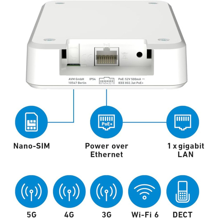 Роутер FRITZ!Box 6860 5G: Wi-Fi 6, LTE, PoE, DECT, захист від пилу та вологи