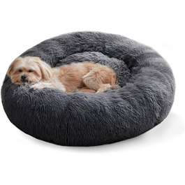 Western Home Dog Bed Run, Cat Bed Fluffy, Dog Cushion Small Dogs, Dog Bed Washable, Dog Basket, Cat Basket for Sleeping 60 cm, (L 76 x W 76 x H 20 cm, Dark Grey)