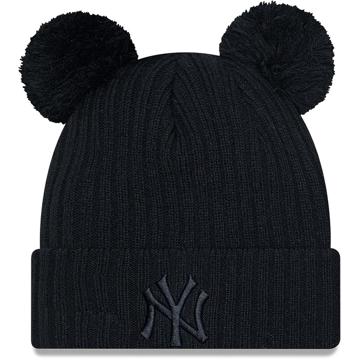 Шапка New Era New York Yankees Rose MLB Double Pom Cuff Knit - жіноча, чорна