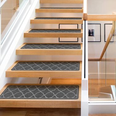 15 килимків на сходи 76x20 см, антиковзаючі, самоклеючі, для дітей, літніх людей та собак, сірий колір