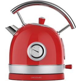 Cecotec Thermosense 420 Vintage Red Stainless Steel Kettle - 1.8L, 2200W, Temperature Display, 8 Cups