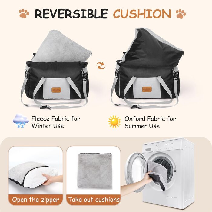 Автокрісло для собак Nobleza - зручне та практичне автоліжко для маленьких собак, 58x56x33 см, Oxford, всі сезони