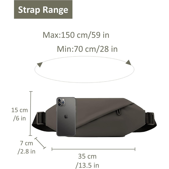 Поясна сумка через плече для чоловіків та жінок, велика, з PU шкіри, водонепроникна, для спорту, подорожей, бігу, піших прогулянок, захист від крадіжки, стильна, темно-зелена (золотий, коричневий)
