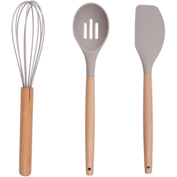 Набір кухонних аксесуарів Alpina Küchenhelfer 7 шт. з обертовим підставкою - кухонні інструменти, силікон, бежевий