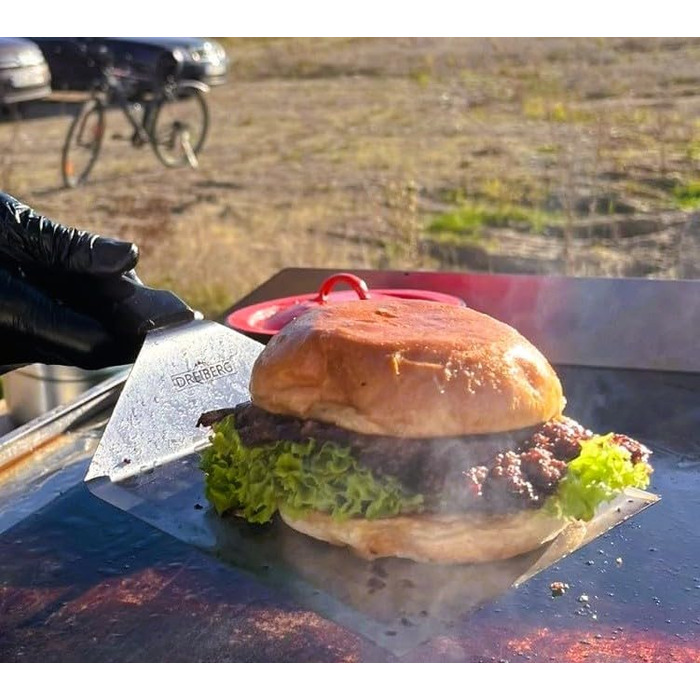 Набір для приготування бургерів DREIBERG® з нержавіючої сталі (9 предметів): лопатка, прес, розсипач спецій, дзвоники для плавлення сиру, рецепти, папір для випікання