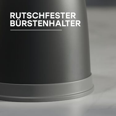 Набір для туалету SAVEGA: щітка для унітазу з інноваційною структурою щетинок та зручним тримачем. Сучасний дизайн, матовий чорний/сірий колір.