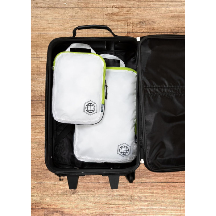 Набір кубиків для пакування TRIPPED: легкі, міцні, з двома блискавками, 2 шт. (білий, зелений)