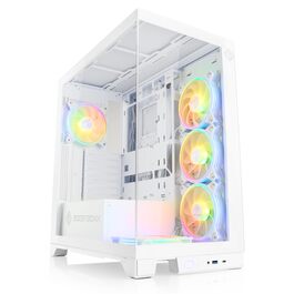Комп'ютерний корпус VITRUM PRO - Midi Tower з RGB підсвічуванням, скляна бічна панель, встановлені вентилятори, підтримка ATX/mATX/Mini-ITX, білий колір