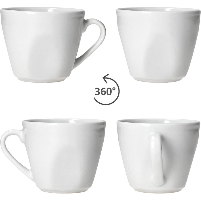 Набір чашок з блюдцями MamboCat Lotta для 6 осіб | Білий порцеляновий набір для сніданку та кави | 6 чашок по 170 мл та 6 блюдець | Елегантний посуд для дому, ресторану, готелю