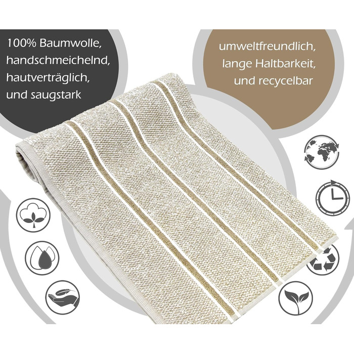 Lashuma Striped Towels 50x50 cm for the Kitchen, Lucerne Kitchen Towels Beige