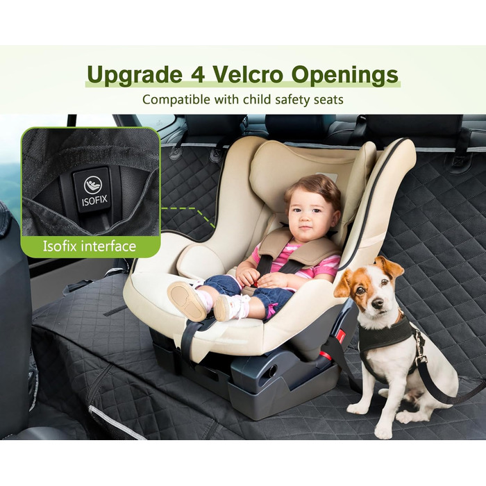 Pecute Car Seat Cover for Dogs - Waterproof & Scratch-Resistant, 136x146cm, with Side Protection & Window, Black Luxury Thick Seat Protector