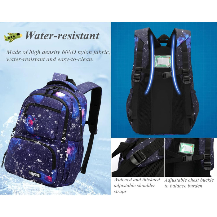 Шкільний рюкзак для хлопчиків Galaxy Print A-блакитний