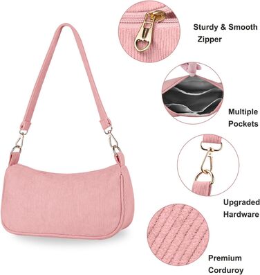 Сумка жіноча FITDON через плече міні Cord Hobo Bag Y2K рожева з 3 ремінцями