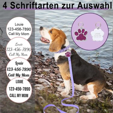 Нашийник для собак з металевою застібкою, двосторонній з іменем та номером телефону, регульовані розміри для маленьких собак, M та L